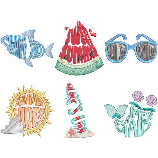 Beach Words Word Art | Machine Embroidery Designs by JuJu