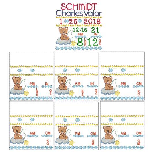 Bear Cloud Birth Announcement Template Machine Embroidery Designs by JuJu