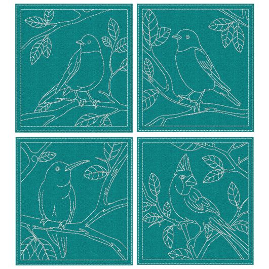 Beautiful Birds Quilt Blocks 1 | Machine Embroidery Designs by JuJu