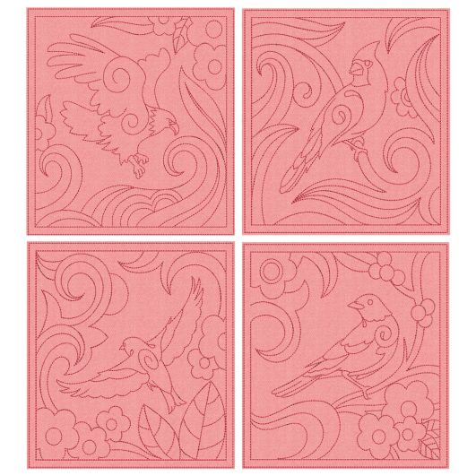 Beautiful Birds Quilt Blocks 3 | Machine Embroidery Designs by JuJu