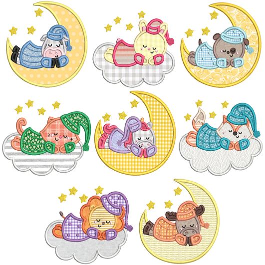 Bedtime Animals Applique 2 | Machine Embroidery Designs by JuJu