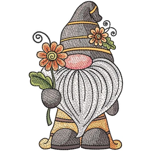 Bee Gnome Flower | Machine Embroidery Designs by JuJu