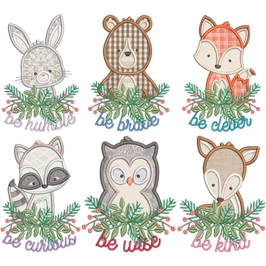 Be Kind Critters Applique Digital Embroidery Machine Designs by JuJu