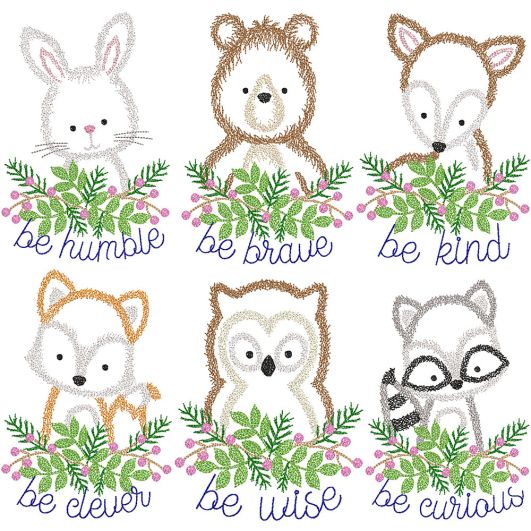 Be Kind Critters Sketch 1 | Machine Embroidery Designs by JuJu