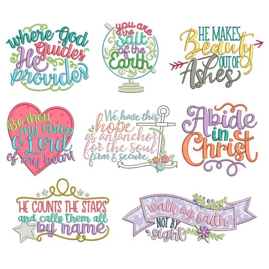Biblical Sayings 1 Machine Embroidery Designs by JuJu
