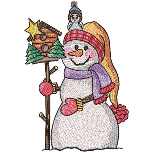 Birdhouse Whimsy Snowman | Machine Embroidery Designs by JuJu