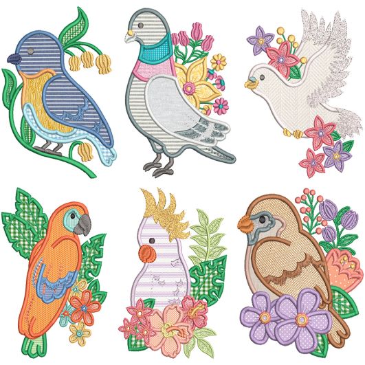 Birds Applique 2 | Machine Embroidery Designs by JuJu