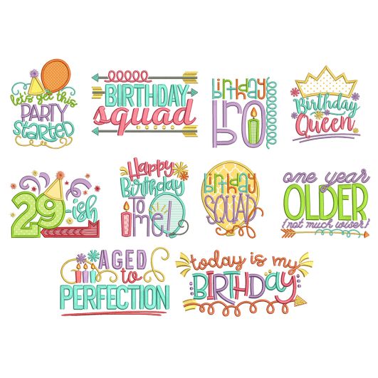 Birthday Bash Machine Embroidery Designs by JuJu
