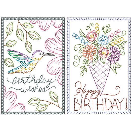 Birthday Greeting Cards 1 | Machine Embroidery Designs by JuJu