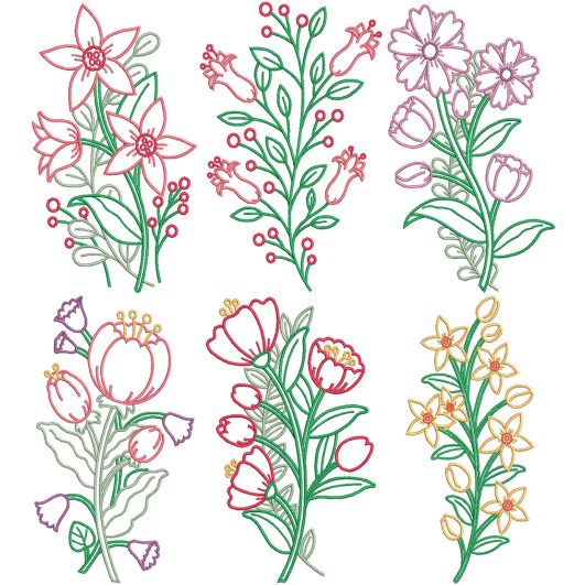 Blooming Flowers 4 | Machine Embroidery Designs by JuJu