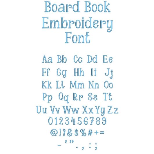 Board Book Font Digital Embroidery Machine Designs by JuJu
