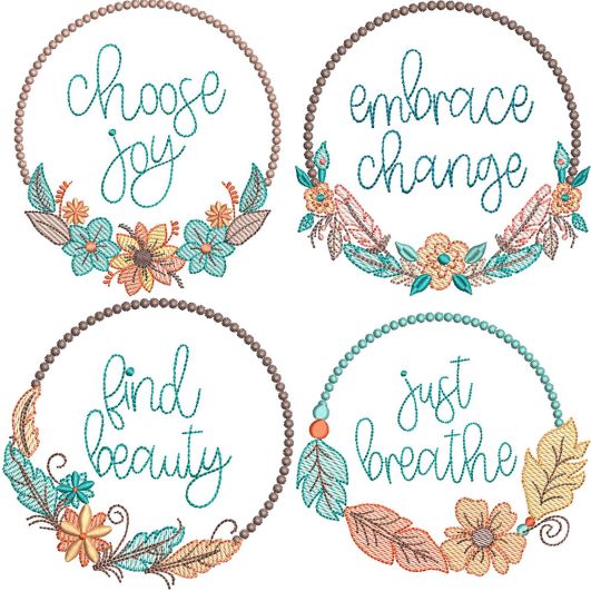 Boho Inspiration Wreaths | Machine Embroidery Designs by JuJu