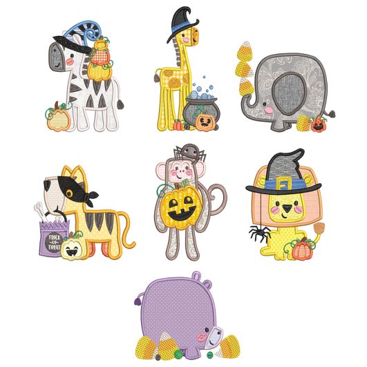 Boxy Halloween Critters Machine Embroidery Designs by JuJu