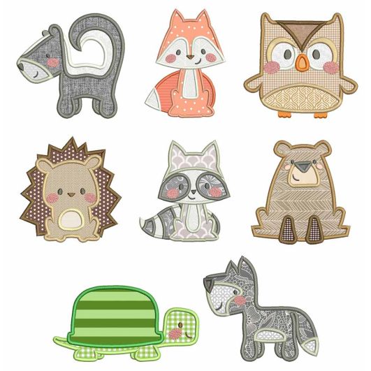 Boxy Woodland Applique Machine Embroidery Designs by JuJu