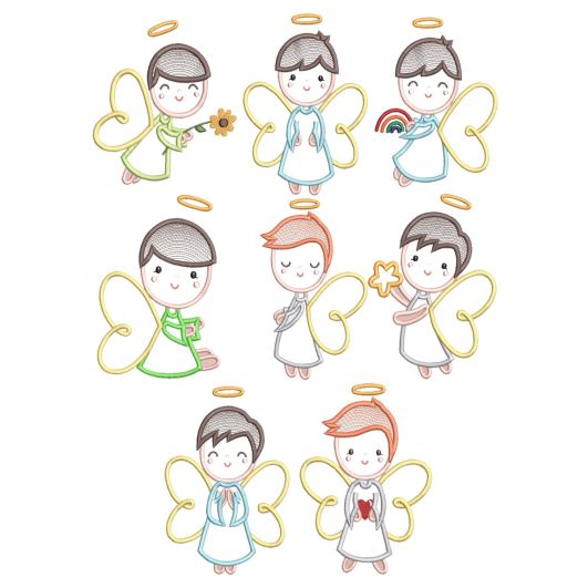 Boy Angels Applique Machine Embroidery Designs by JuJu 