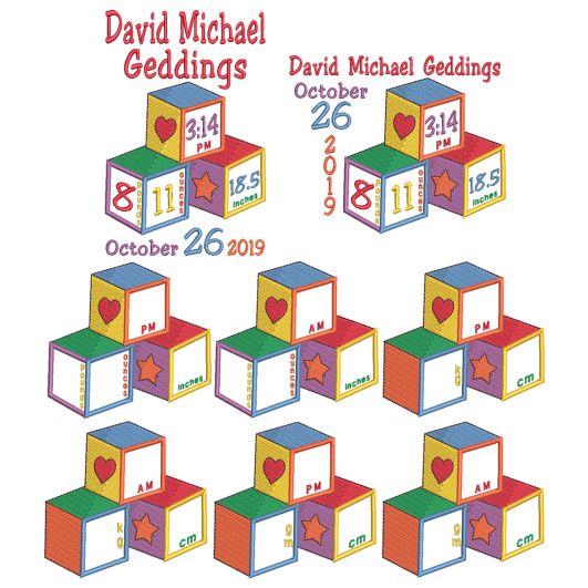 Building Blocks Birth Announcement Template Machine Embroidery Designs by JuJu
