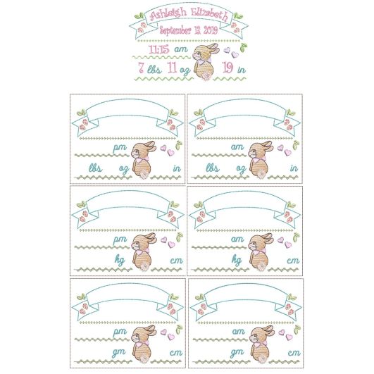 Bunny Birth Announcement Template Machine Embroidery Designs by JuJu
