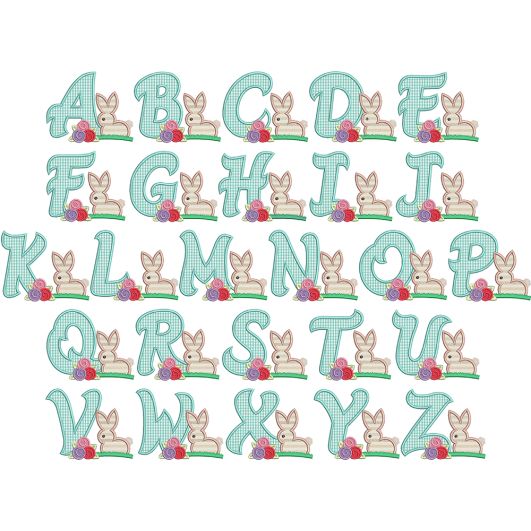 Bunny Flowers Alphabet | Machine Embroidery Designs by JuJu