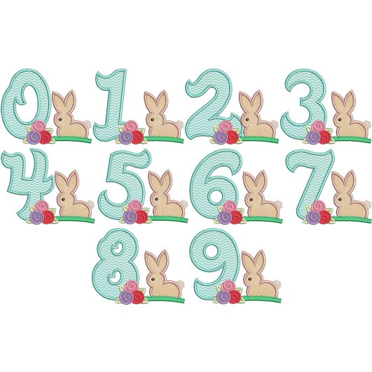 Bunny Flowers Numbers | Machine Embroidery Designs by JuJu