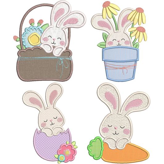 Bunny Love Applique 1 | Machine Embroidery Designs by JuJu