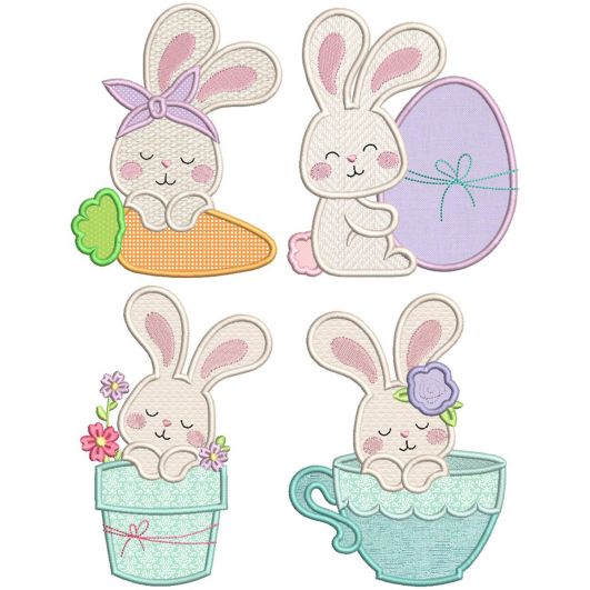 Bunny Love Applique 2 | Machine Embroidery Designs by JuJu