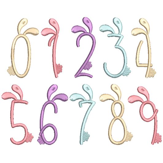 Bunny Tails Numbers Digital Embroidery Machine Designs by JuJu