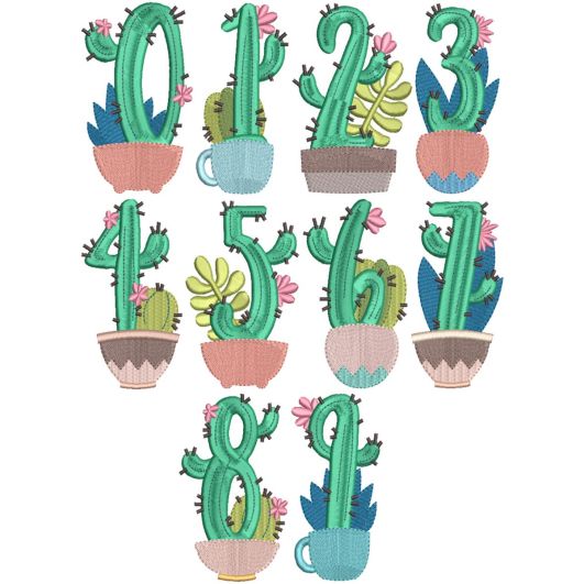 Cactus Numbers | Machine Embroidery Designs by JuJu