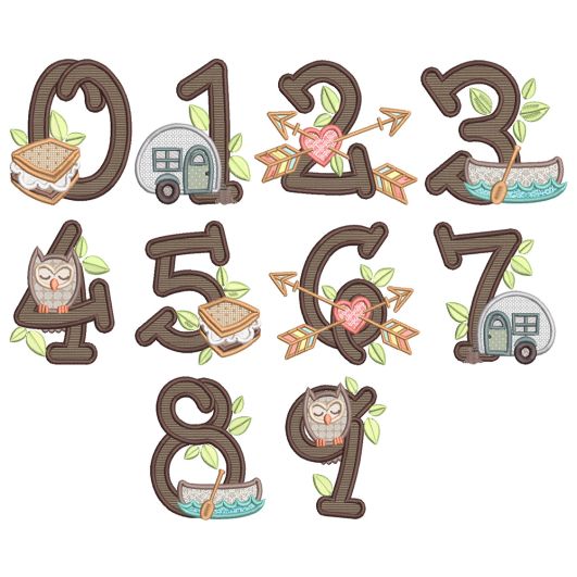 Camping Numbers Machine Embroidery Designs by JuJu
