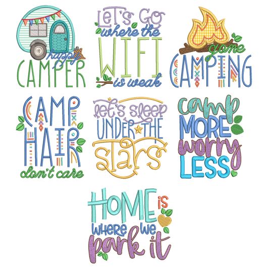 Camping Word Art 2 Machine Embroidery Designs By JuJu
