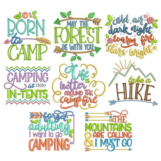 Camping Word Art Machine Embroidery Designs By JuJu
