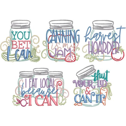 Canning Word Art | Machine Embroidery Designs by JuJu