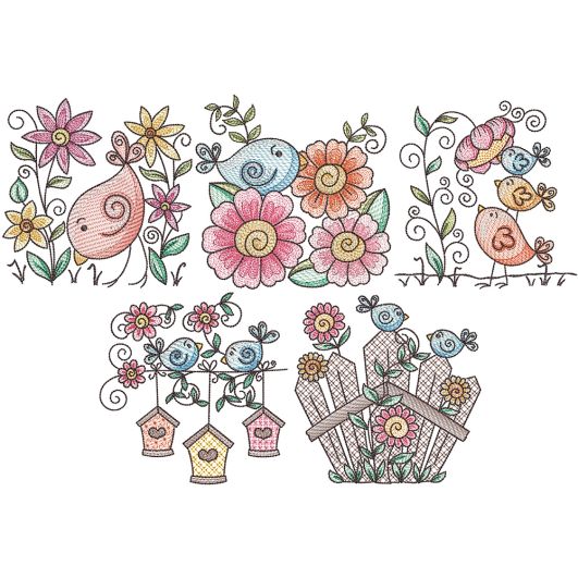 Celebrate Spring Sketch 1 | Machine Embroidery Designs by JuJu	