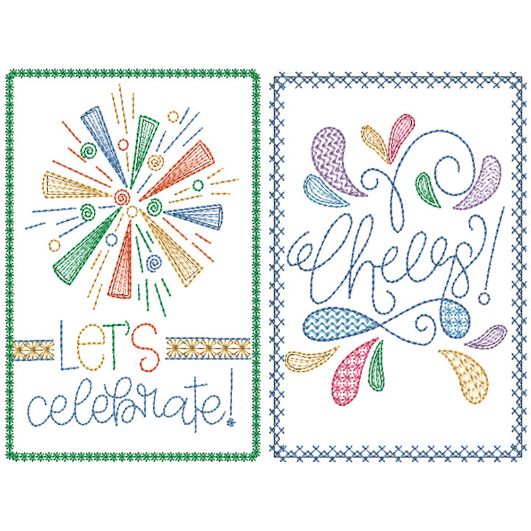 Celebration Greeting Cards 5 | Machine Embroidery Designs by JuJu
