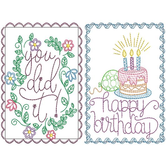 Celebration Greeting Cards Set 3 | Machine Embroidery Designs by JuJu