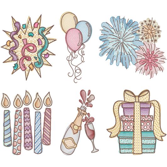 Celebration Sketch | Machine Embroidery Designs by JuJu