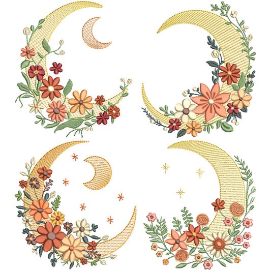 Celestial Florals 2 | Machine Embroidery Designs by JuJu