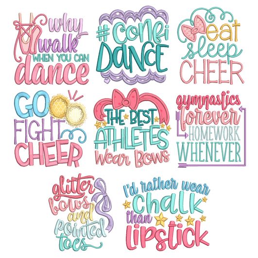 Cheer Gym Dance Sayings 1 Machine Embroidery Designs By JuJu
