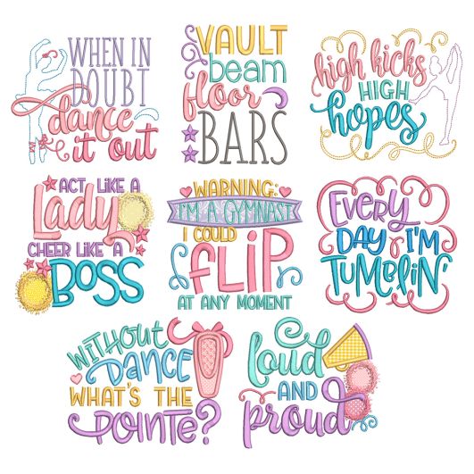 Cheer Gym Dance Sayings 2 Machine Embroidery Designs By JuJu
