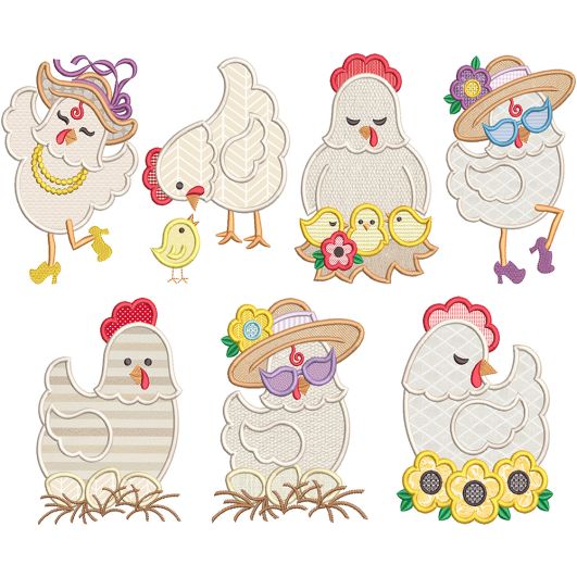 Chicken Fun Applique | Machine Embroidery Designs by JuJu