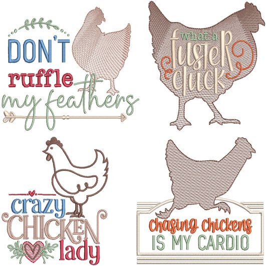 Chicken Lady Word Art 2 | Machine Embroidery Designs by JuJu