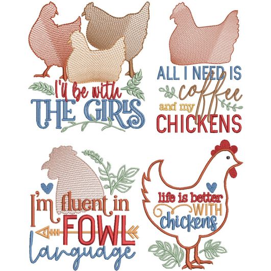 Chicken Lady Word Art 3 | Machine Embroidery Designs by JuJu
