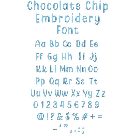 Chocolate Chip Embroidery Font | Machine Embroidery Designs by JuJu
