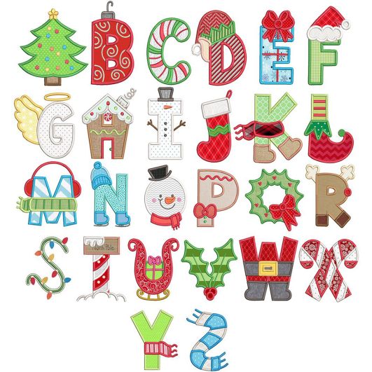                                 Christmas Applique Alphabet Machine Embroidery Designs By JuJu
                            