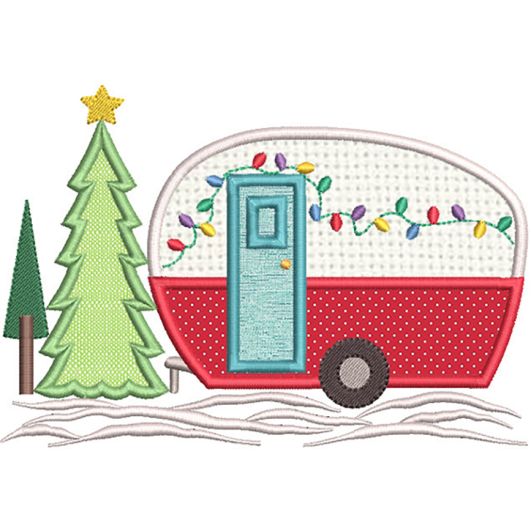 Christmas Camper Applique | Machine Embroidery Designs by JuJu