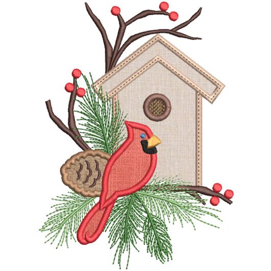 Christmas Cardinal Applique | Machine Embroidery Designs by JuJu