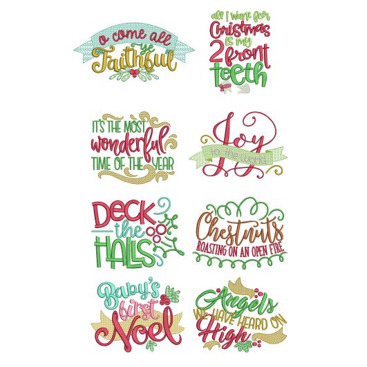 Christmas Carols Word Art Set 1 Machine Embroidery Designs by JuJu
