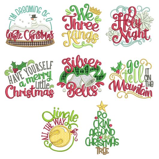 Christmas Carols Word Art 3 Machine Embroidery Designs by JuJu