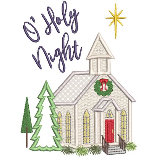 Christmas Church Applique | Machine Embroidery Designs by JuJu
