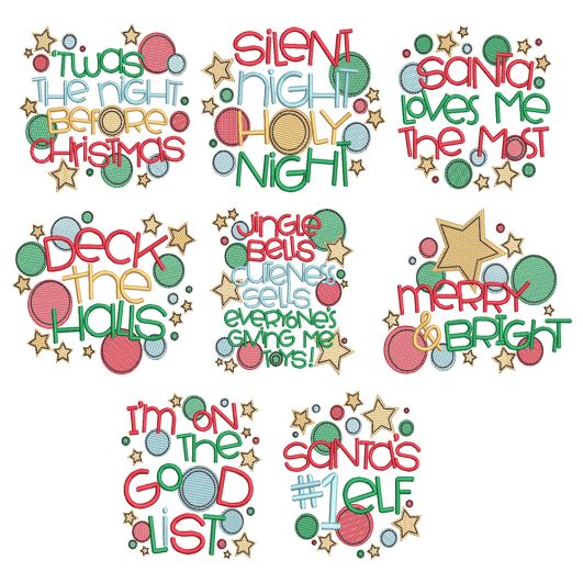 Christmas Circles Word Art Machine Embroidery Designs by JuJu
