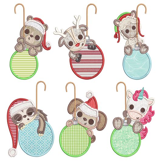Christmas Dangling Critters Machine Embroidery Designs by JuJu
